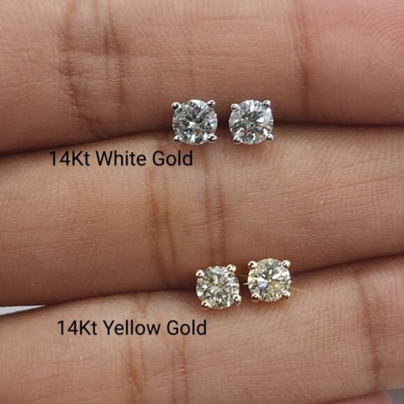14K 0.50 Ct Lab Grown Diamond Stud Earrings - Picture 3 of 6